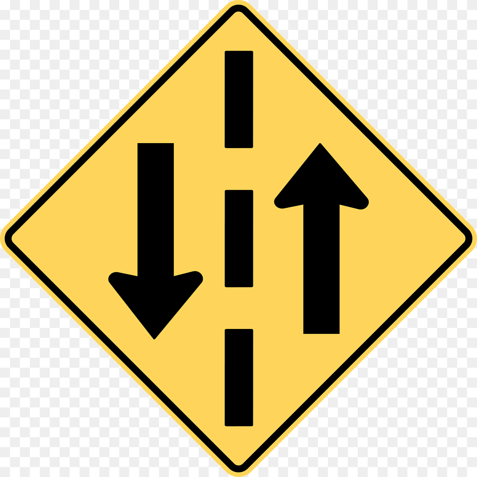 Two Way Traffic Ahead Sign In British Columbia Clipart, Road Sign, Symbol Free Png