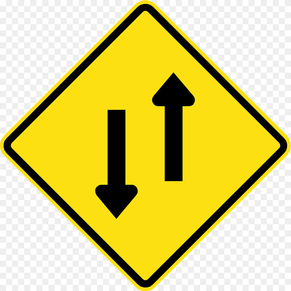 Two Way Traffic Ahead Sign In Chile Clipart, Road Sign, Symbol, Blackboard Free Transparent Png