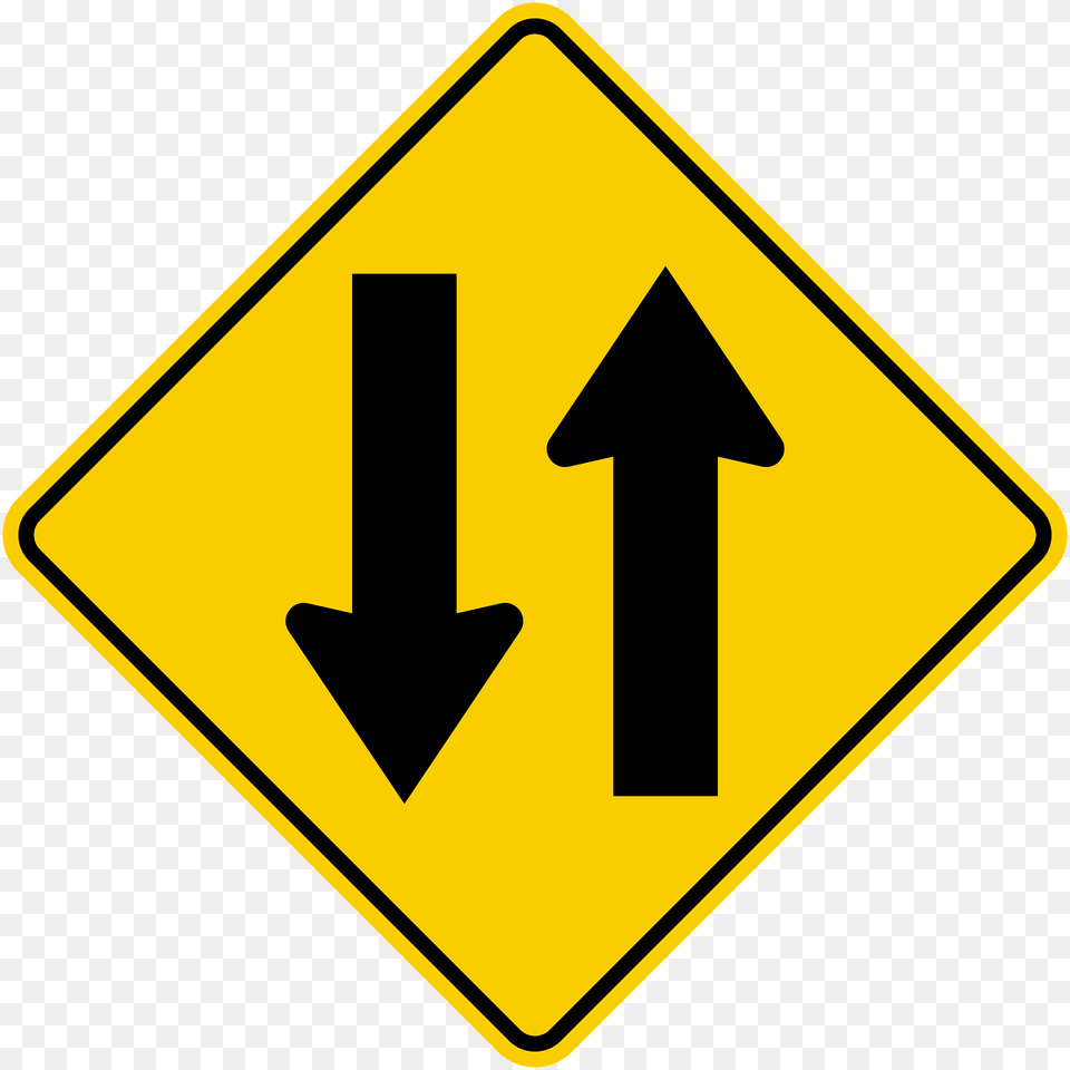 Two Way Traffic Ahead Sign In Colombia Clipart, Symbol, Road Sign Free Png