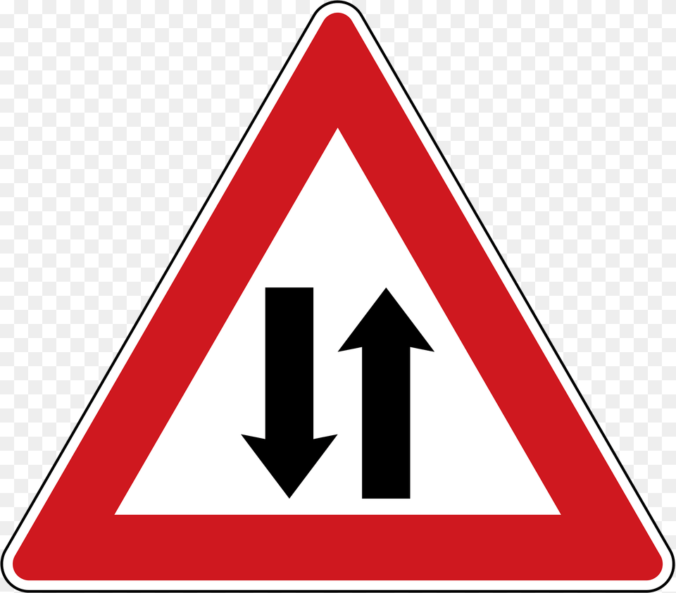 Two Way Traffic Ahead Sign In Czech Republic Clipart, Symbol, Road Sign Free Png