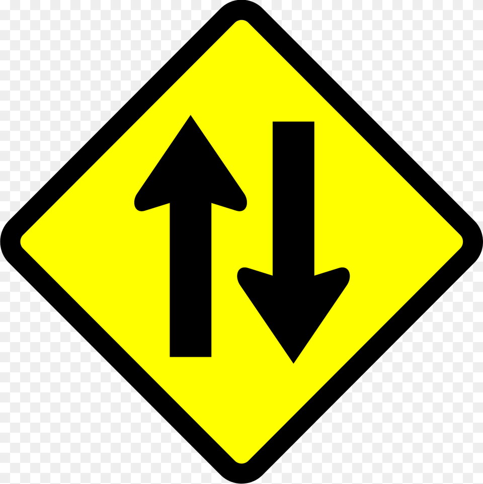 Two Way Traffic Ahead Sign In Indonesia Clipart, Road Sign, Symbol Free Png Download