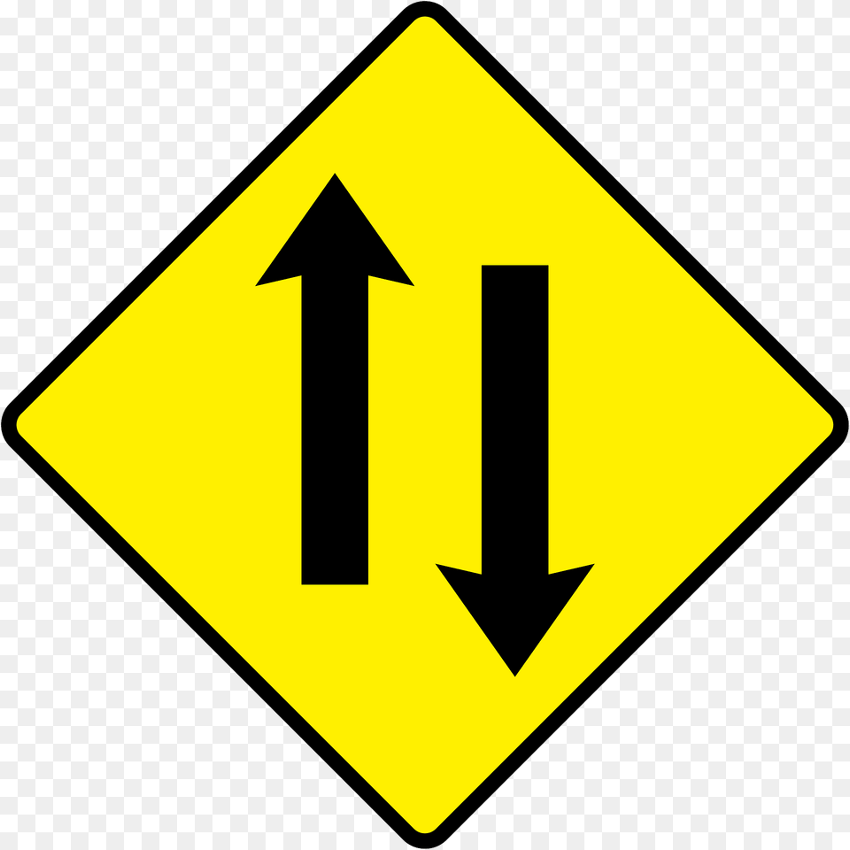 Two Way Traffic Ahead Sign In Ireland Clipart, Symbol, Road Sign Png Image