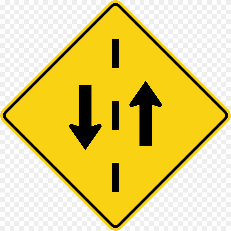 Two Way Traffic Ahead Sign In Ontario Clipart, Symbol, Road Sign Png