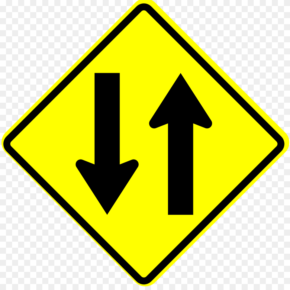 Two Way Traffic Ahead Sign In Panama Clipart, Road Sign, Symbol Free Png