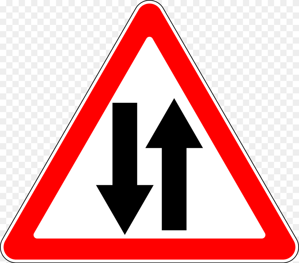 Two Way Traffic Ahead Sign In Russia Clipart, Symbol, Road Sign Free Png Download