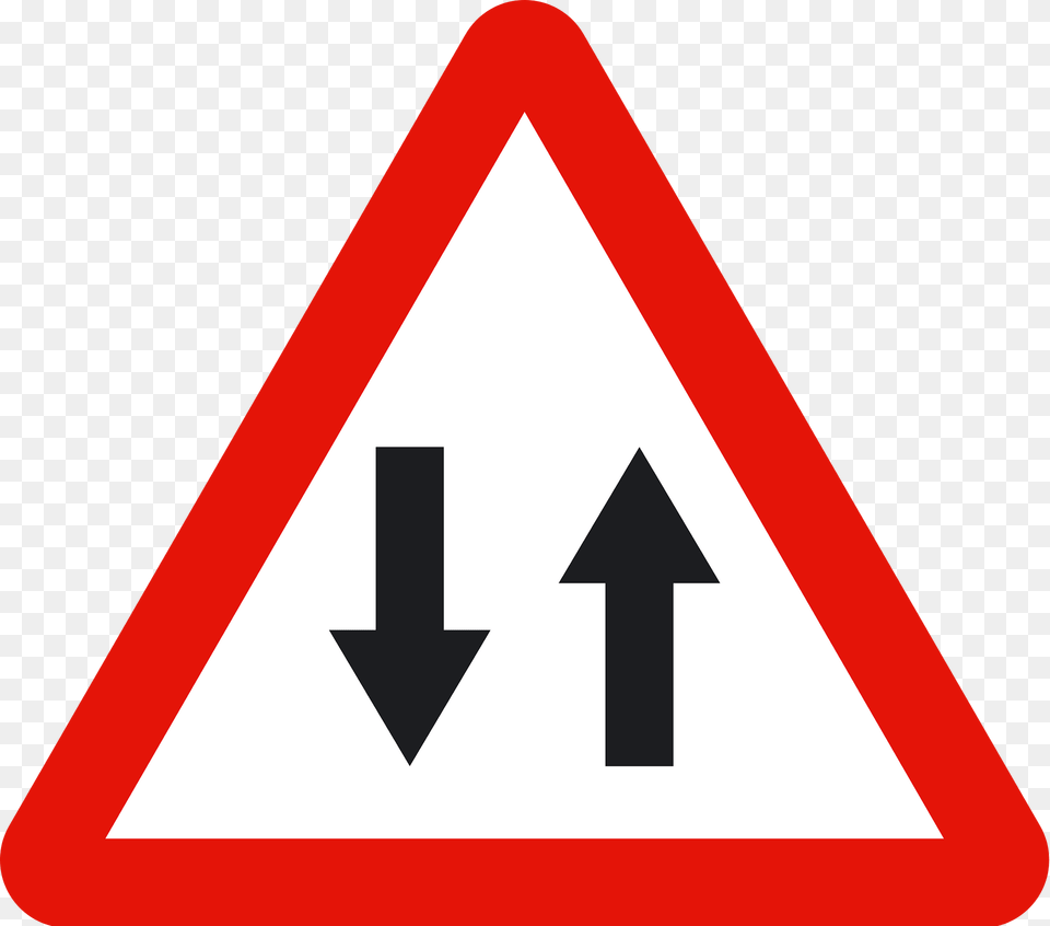 Two Way Traffic Ahead Sign In Spain Clipart, Symbol, Road Sign, Dynamite, Weapon Free Png Download