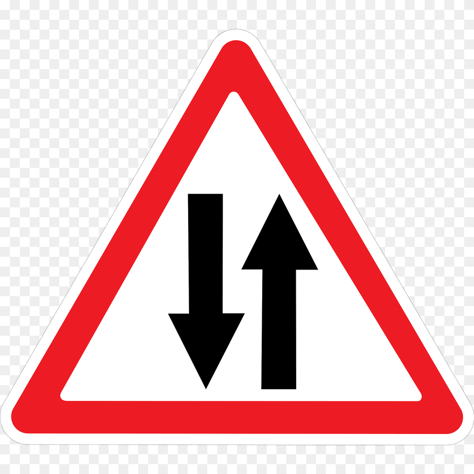 Two Way Traffic Ahead Sign In Ukraine Clipart, Symbol, Road Sign Free Transparent Png