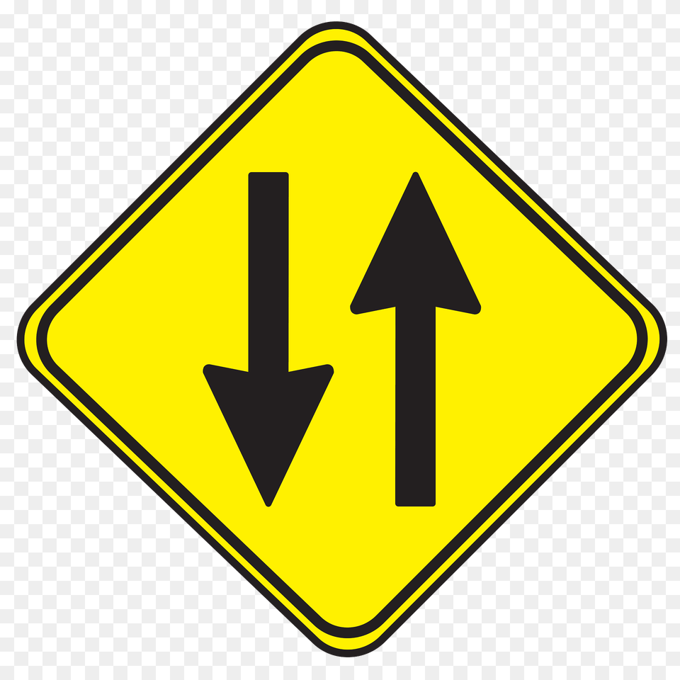 Two Way Traffic Ahead Sign In Uruguay Clipart, Symbol, Road Sign Free Png