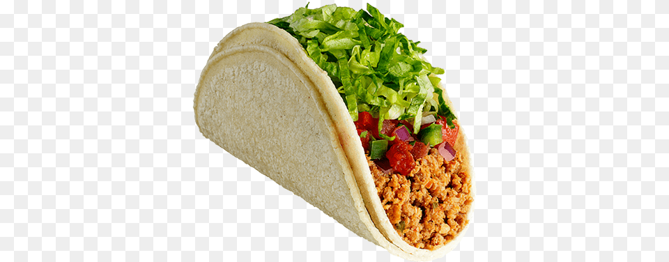 Two White Corn Tortillas Loaded With Seasoned Ground Taco, Food, Sandwich Free Png