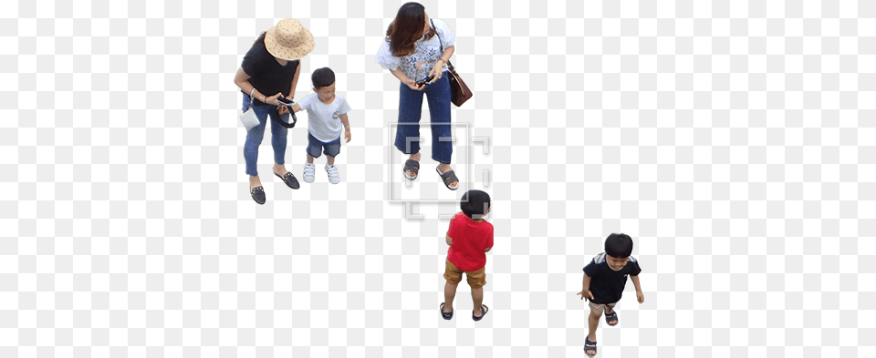 Two Women And Children From Above Immediate Entourage People From Above, Hat, Sun Hat, Pants, Baseball Cap Free Png Download