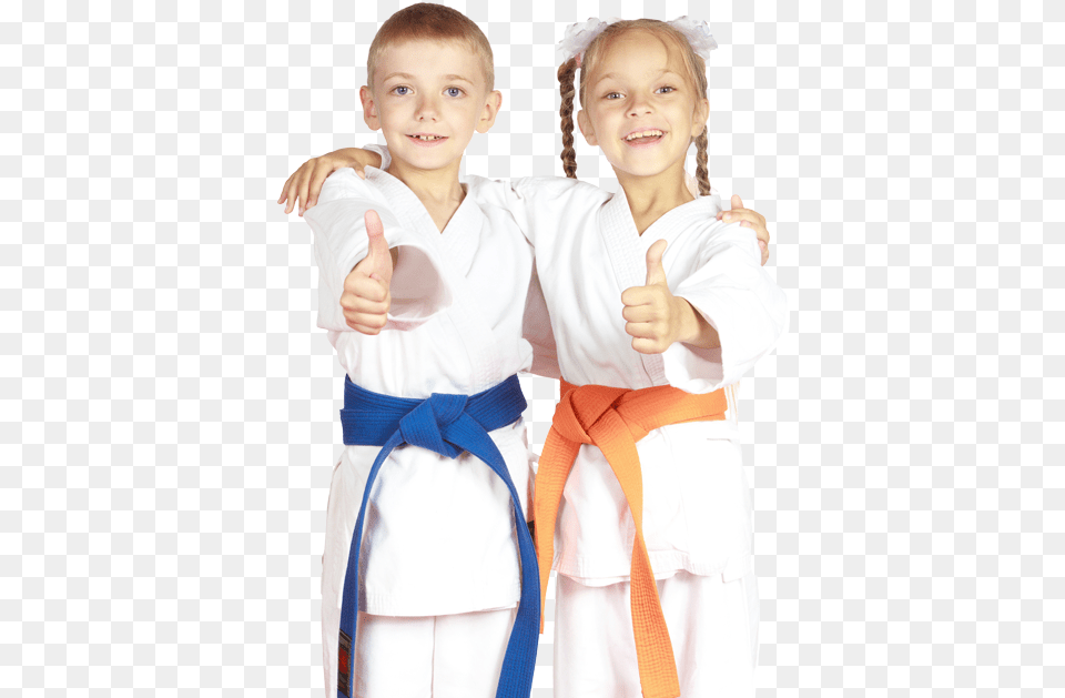 Two Young Karate Students Two Kids Doing Karate, Body Part, Sport, Finger, Person Free Png