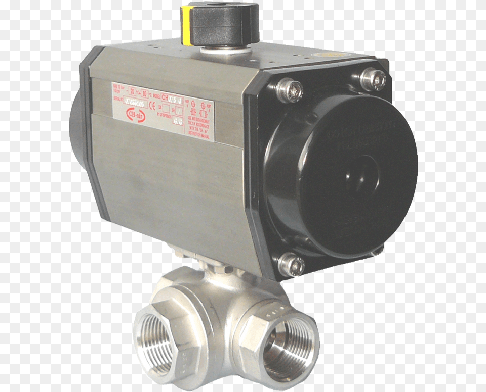 Type Pa2301 Air Actuated Stainless Steel 3 Way Ball, Machine, Camera, Electronics, Motor Png Image