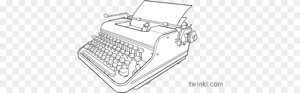 Typewriter Black And White Illustration Twinkl Line Art, Computer Hardware, Electronics, Hardware, Machine Png