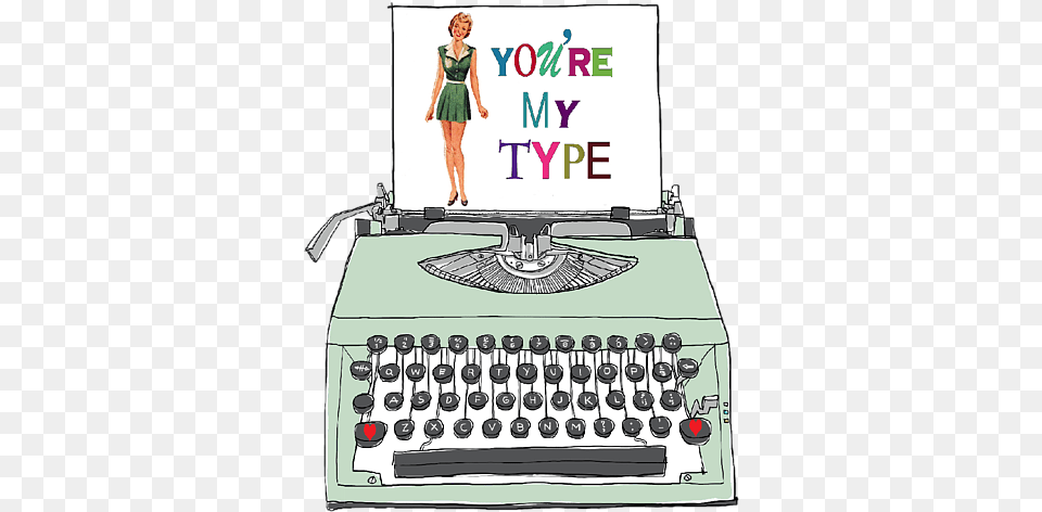 Typewriter Cute, Adult, Female, Person, Woman Free Transparent Png