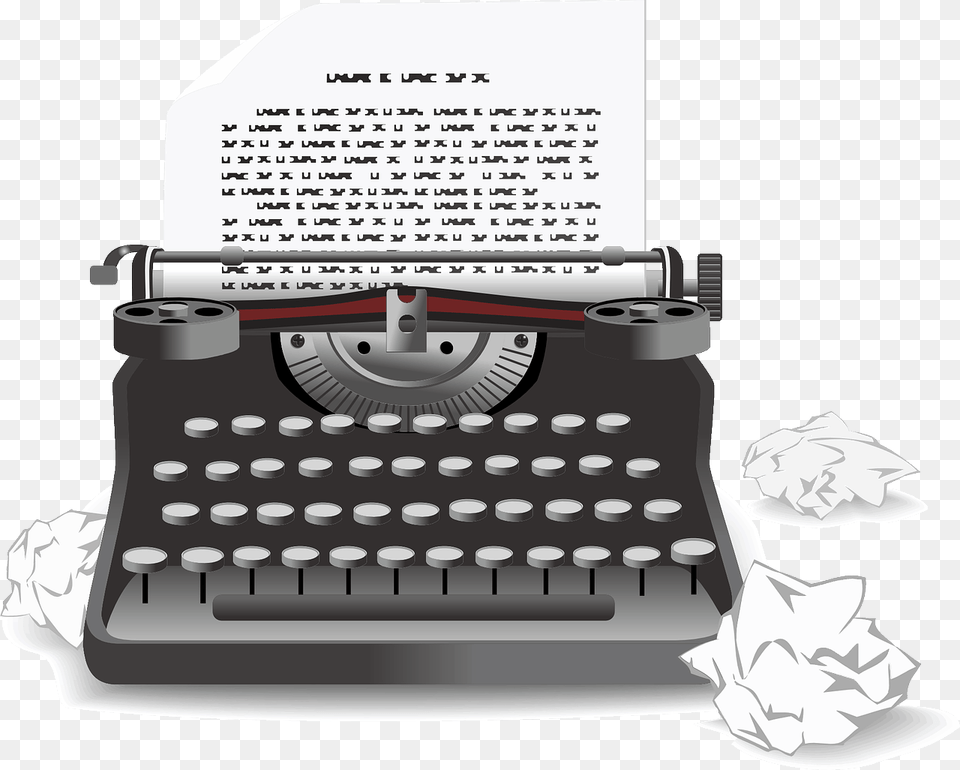 Typewriter With Paper Clip Art, Text, Computer Hardware, Electronics, Hardware Png Image