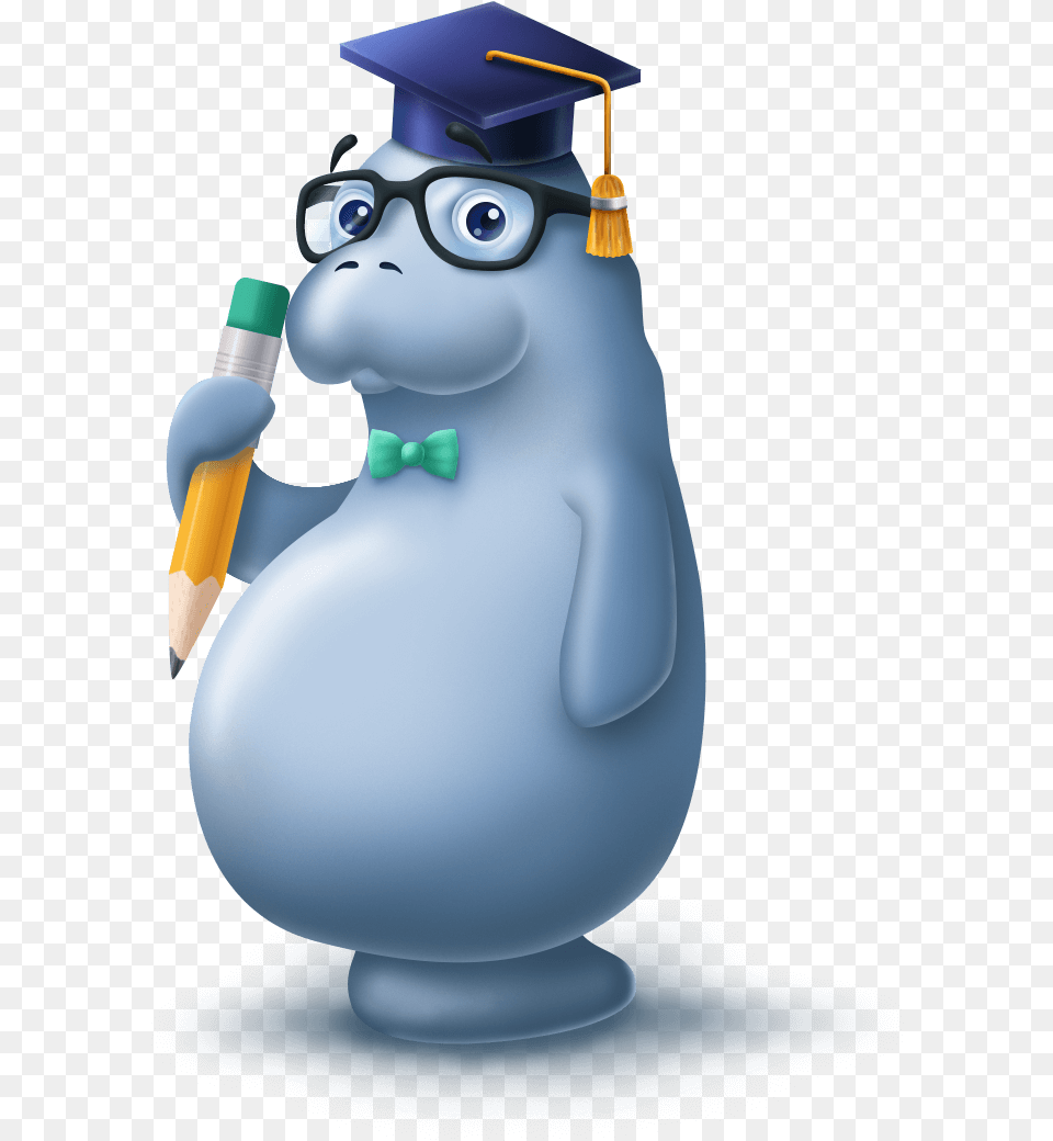 Typing Manatee Cartoon Manatee In Graduation Cap, Person, People, Winter, Snowman Free Png Download