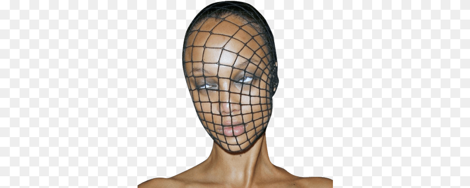 Tyra Banks Fishnet Mask Tyra Banks French Vogue Face Tyra Banks Fishnet Mask, Adult, Female, Head, Person Free Png