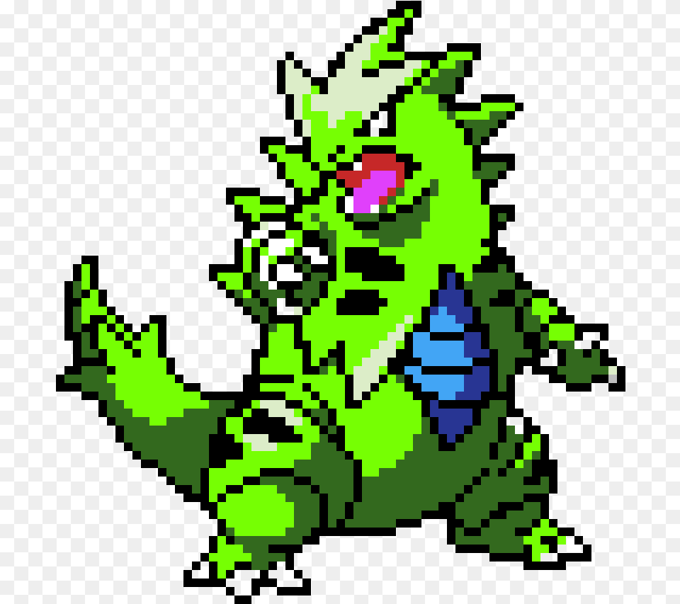 Tyranitar 8 Bit Image With No Pixel Art Pokemon Tyranitar, Green, Animal, Bird, Jay Free Png