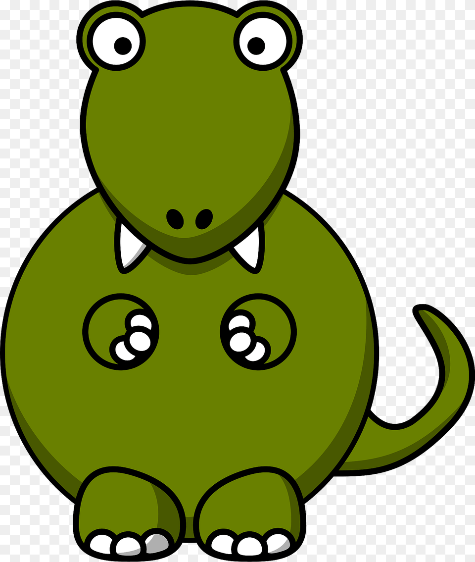 Tyrannosaurus Rex With Big Eyes And Fangs Clipart, Green, Animal, Wildlife, Mammal Png