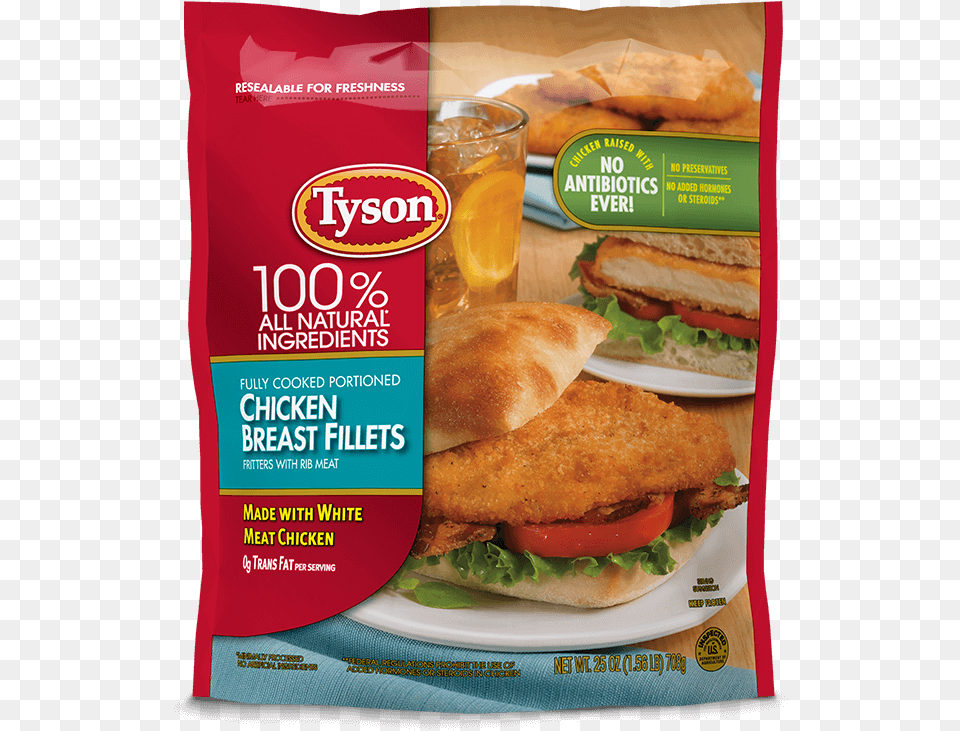 Tyson Southern Chicken Tenderloins, Advertisement, Burger, Food, Lunch Free Transparent Png