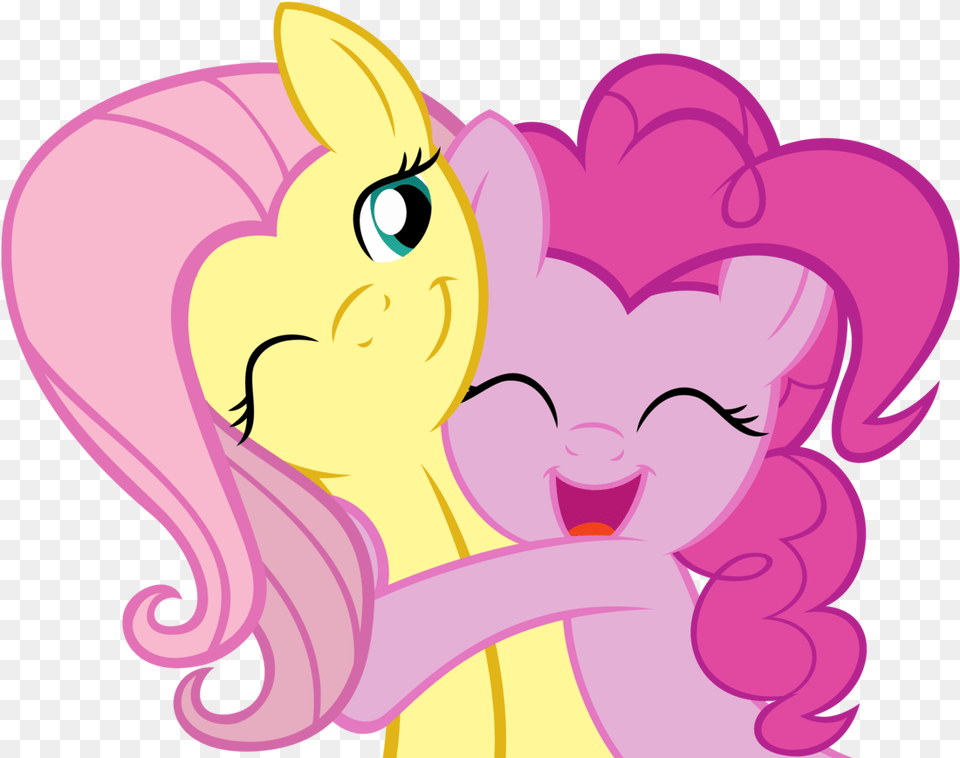 Tyumblrr 2w Google Search On We Heart It My Little Pony Pinkie Pie And Fluttershy Hug, Purple, Cartoon, Plant, Person Free Png Download