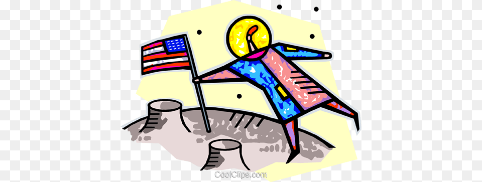 U S Astronaut On The Moon With Flag Royalty Vector Clip Art, Outdoors, Bulldozer, Machine Free Png