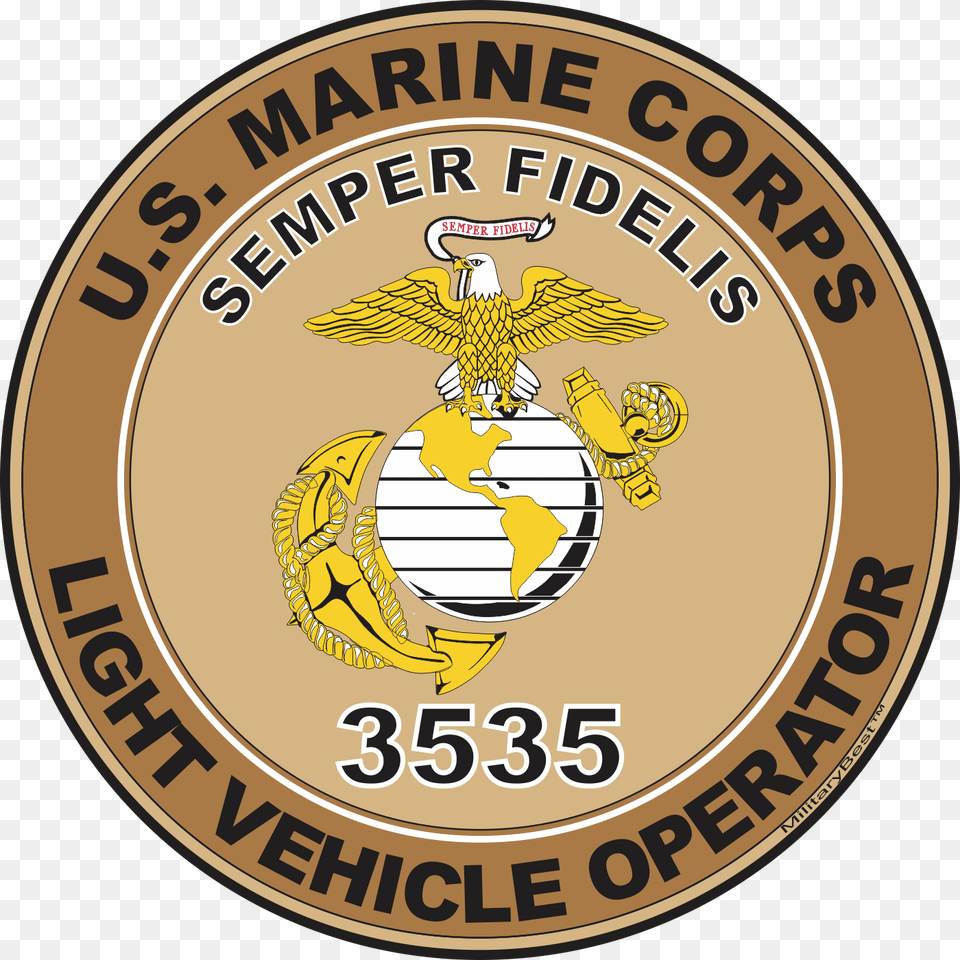 U S M C Mos 3535 Light Vehicle Operator Decal Camp Pendleton, Badge, Logo, Symbol, Emblem Png Image