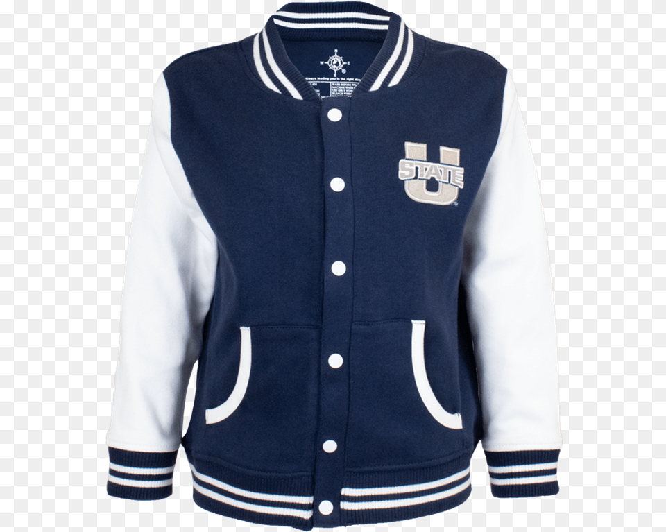U State Kids Varsity Jacket Navy Cardigan, Blazer, Clothing, Coat, Shirt Free Png
