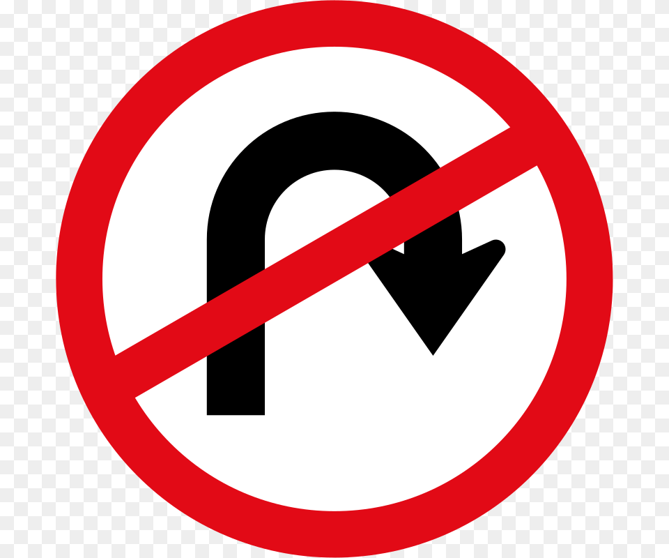 U Turn Prohibited Sign U Turn Sign, Symbol, Road Sign Free Png