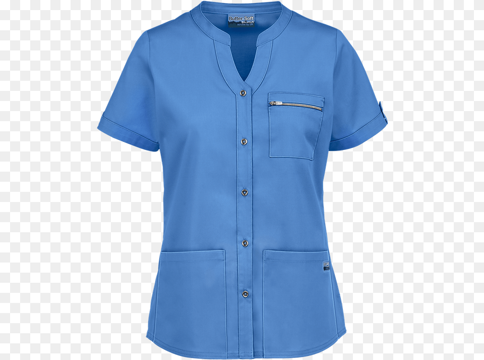 Ua Butter Soft Stretch Button Down Scrub Top Blouse, Clothing, Shirt, Sleeve Free Png Download