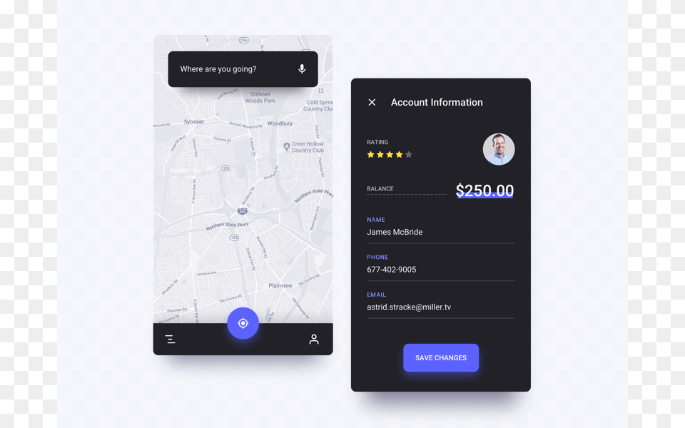 Uber Concept Concept Clean Map Profile Mobile App Ux, Electronics, Person, Phone, Mobile Phone Free Png Download