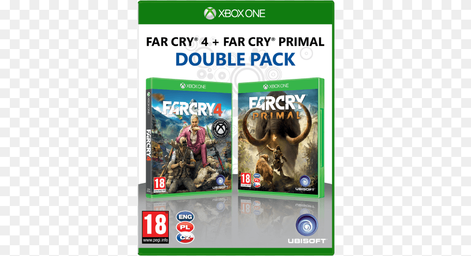 Ubisoft 2 Hry Pro Xbox One Far Cry 4 Far Cry Primal Xbox One, Advertisement, Poster, Person, Adult Free Png