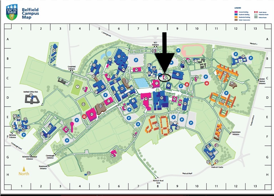Ucd Campus Map With Bank Pointed Out For Reference Ucd Dublin Map Of Campus, Chart, Diagram, Plan, Plot Png Image