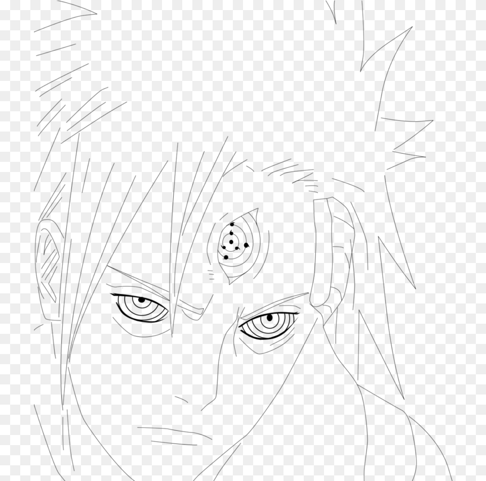 Uchiha Madara Kaguya Epic Face Line Art, Gray Png