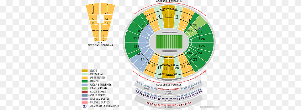 Ucla Bruins Football Rose Bowl Seating Chart, Text, Disk Png Image