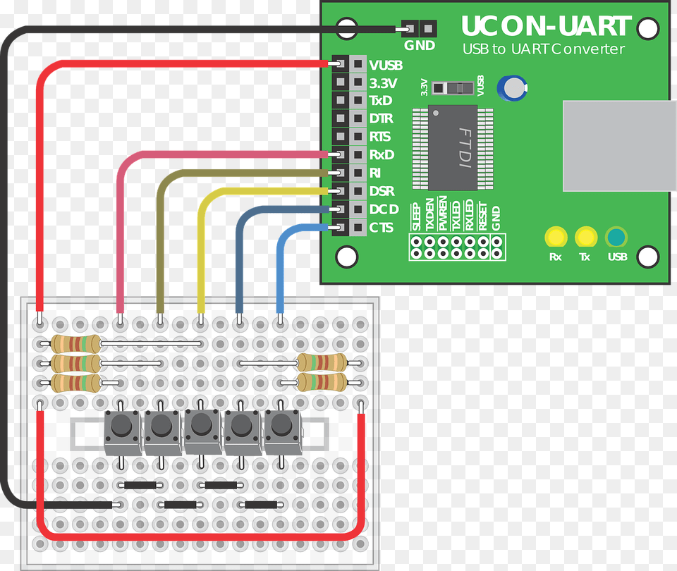 Ucon Uart Breadboard Electronics Circuit Uart On A Pcb, Hardware, Scoreboard, Printed Circuit Board Free Png