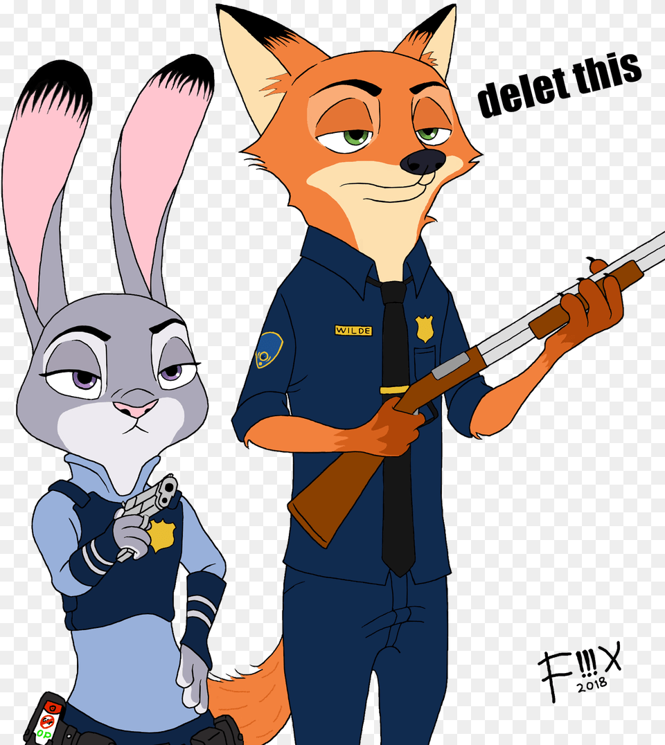 Udali Eto Nick Angel Nick Wilde Judy Hopps Zveropolis Nick Wilde Gun, Book, Comics, Publication, Person Free Png Download