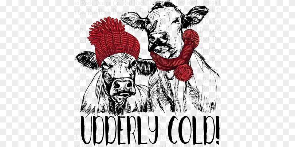 Udderly Cold Cow Sketch Black And White, Clothing, Glove, Maroon, Accessories Png Image