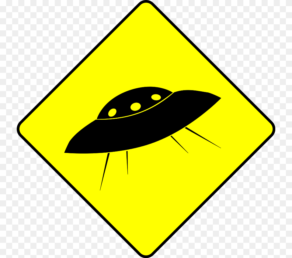 Ufo Humor Flying Saucer Road Sign Warning Yellow Australian Road Signs, Symbol, Road Sign Free Png Download