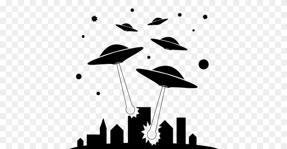 Ufos Attack City Vector Illustration Free Png
