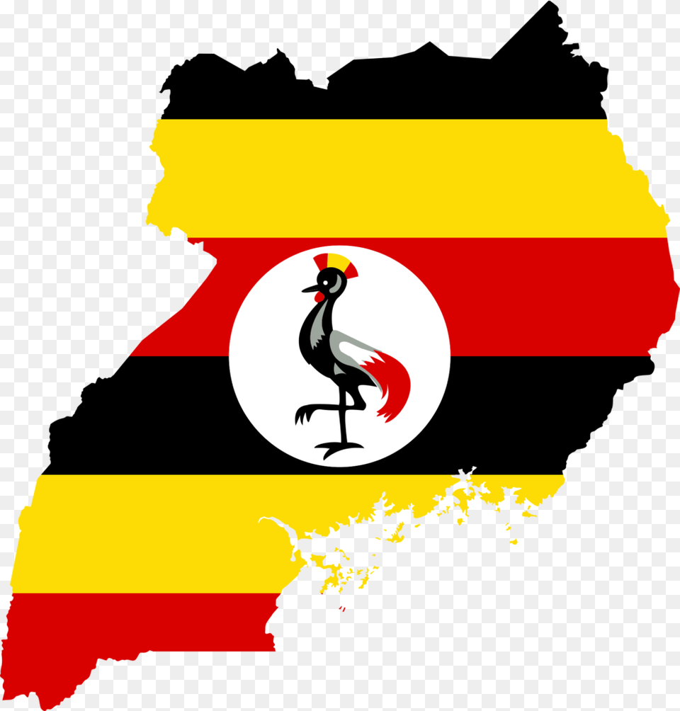 Uganda Flag Map Geography Outline Africa Country, Animal, Bird, Logo Png Image