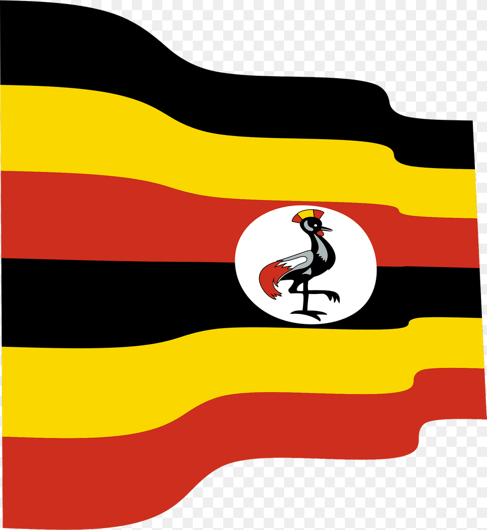 Uganda Wavy Flag Clipart, Animal, Bird Png Image