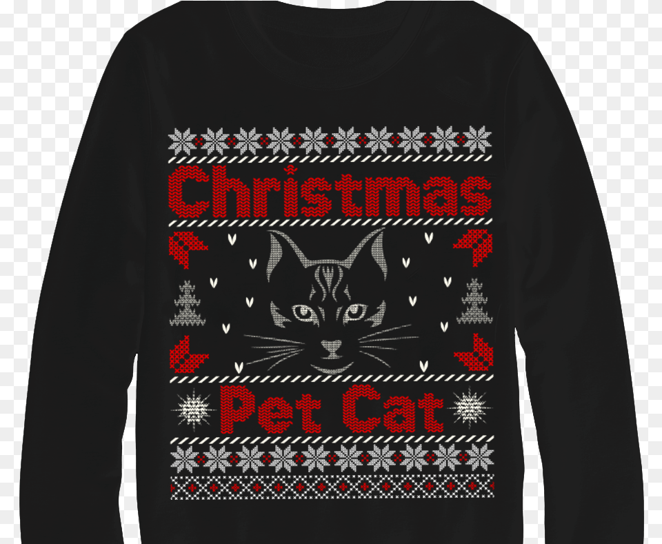 Ugly Christmas Pet Cat Sweater Design Logo Patriotic Ugly Shirt Christmas Design, Clothing, Long Sleeve, Sleeve, T-shirt Png Image