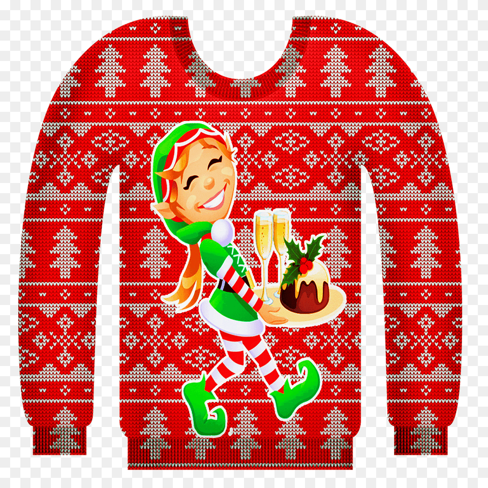 Ugly Christmas Sweater Clipart, Clothing, Knitwear, Long Sleeve, Sleeve Free Png