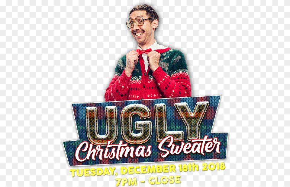 Ugly Christmas Sweater Happy, Advertisement, Poster, Male, Adult Free Png Download