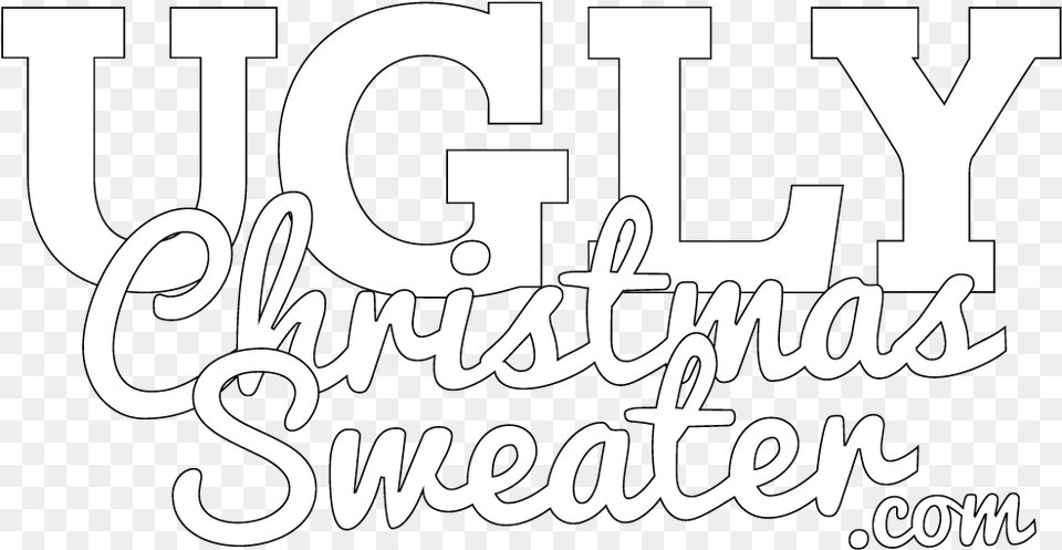 Ugly Christmas Sweater Logo White Calligraphy, Text Free Transparent Png