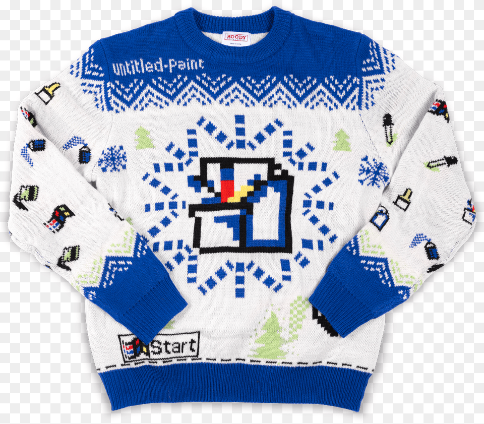Ugly Christmas Sweaters Feature Windows 95 And Microsoft Christmas Sweater, Clothing, Knitwear, Sweatshirt, Hoodie Free Transparent Png