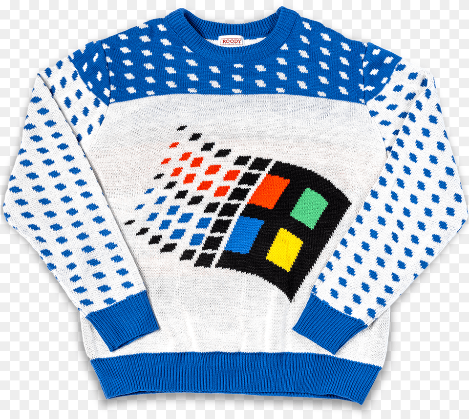Ugly Christmas Sweaters Feature Windows 95 And Microsoft Ugly Sweater, Clothing, Knitwear, Long Sleeve, Sleeve Free Png Download