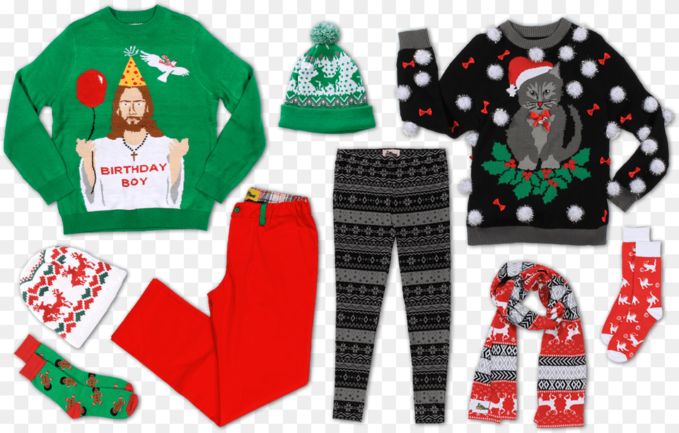 Ugly Christmas Sweaters The Holiday Transparent Background Christmas Pjs Transparent, Sweater, Baby, Clothing, Person Free Png