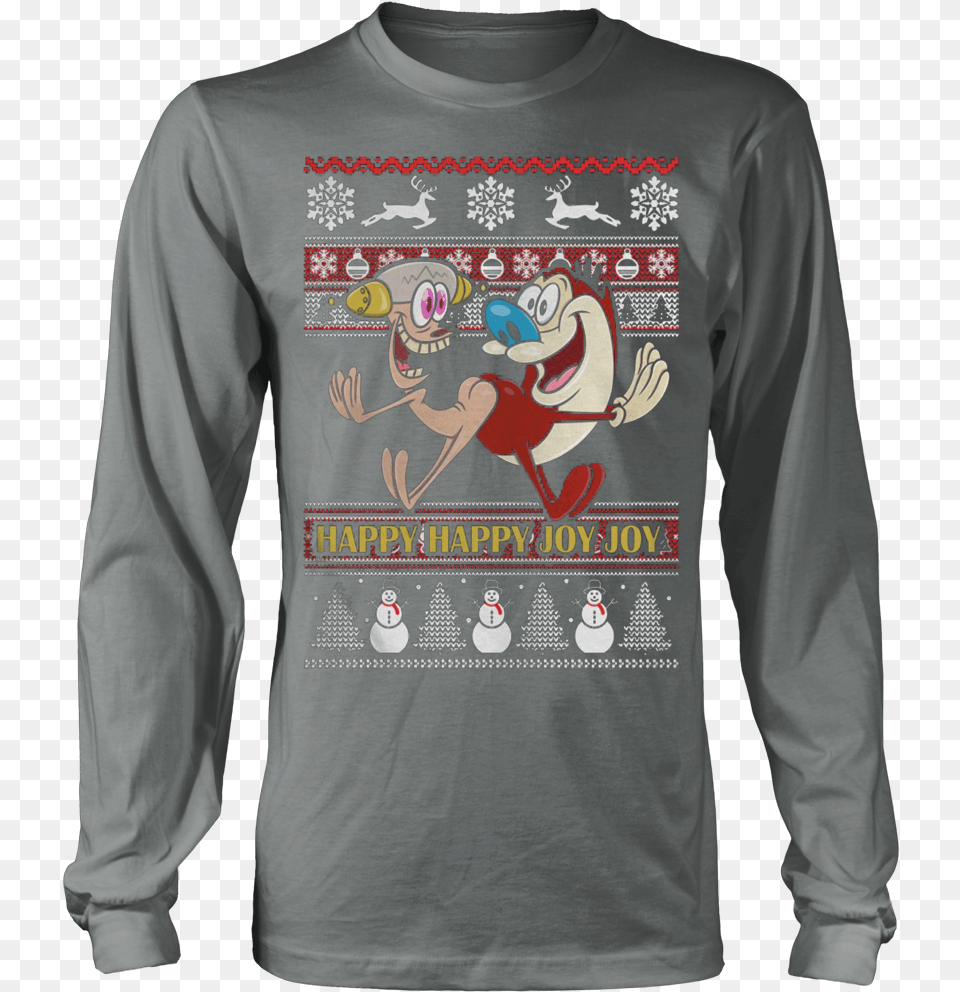 Ugly Christmas Sweatshirt Ren Stimpy Person39s A Person No Matter How Small Shirt, Clothing, Long Sleeve, Sleeve, T-shirt Png